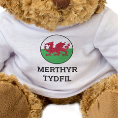 MERTHYR TYDFIL (WALES FLAG ROUNDEL) - Teddy Bear - Funny Welsh Gift Present