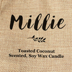 Millie personalised faux-burlap candle gift bag