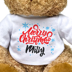 MERRY CHRISTMAS MILLY - Teddy Bear - Cute Cuddly Soft - Xmas Gift Present