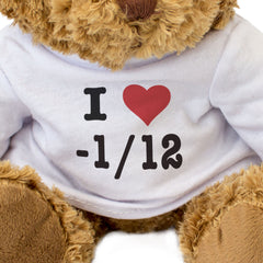 I LOVE -1/12 - Teddy Bear - Cute Cuddly Soft - Maths Gift Present
