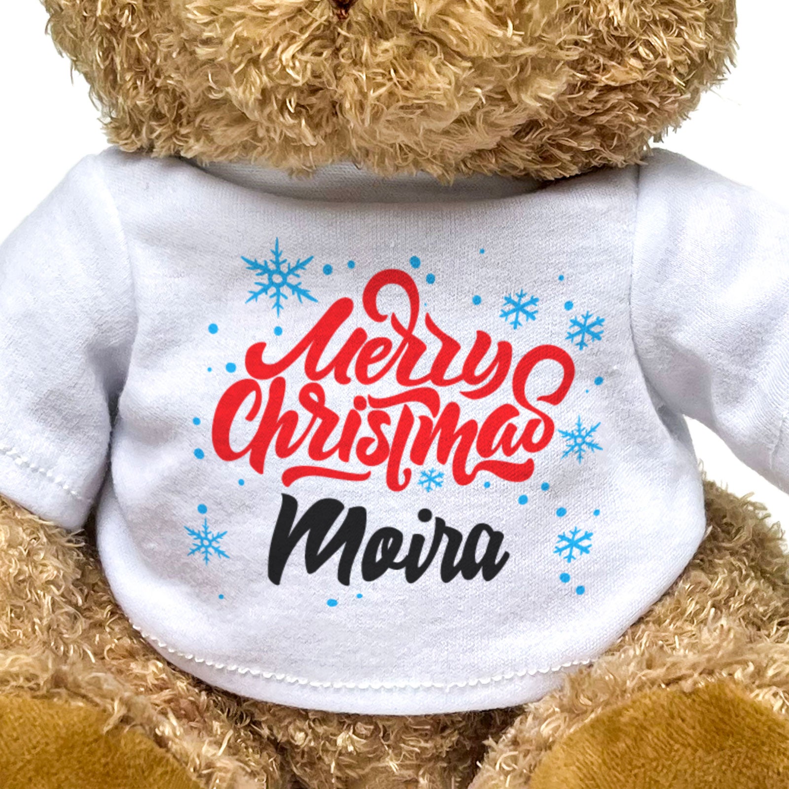 MERRY CHRISTMAS MOIRA - Teddy Bear - Cute Cuddly Soft - Xmas Gift Present