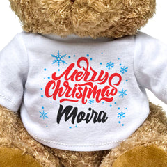 MERRY CHRISTMAS MOIRA - Teddy Bear - Cute Cuddly Soft - Xmas Gift Present