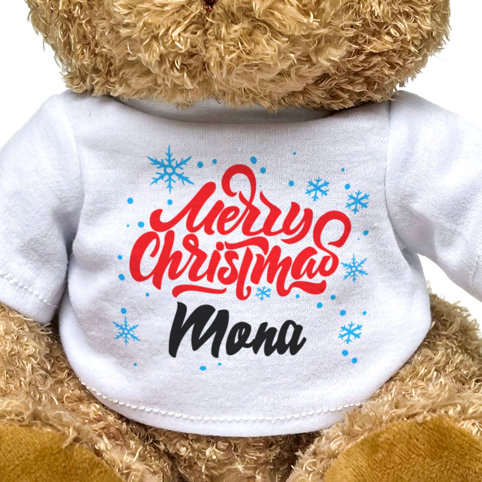 MERRY CHRISTMAS MONA - Teddy Bear - Cute Cuddly Soft - Xmas Gift Present