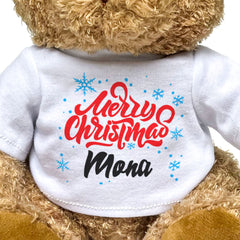 MERRY CHRISTMAS MONA - Teddy Bear - Cute Cuddly Soft - Xmas Gift Present