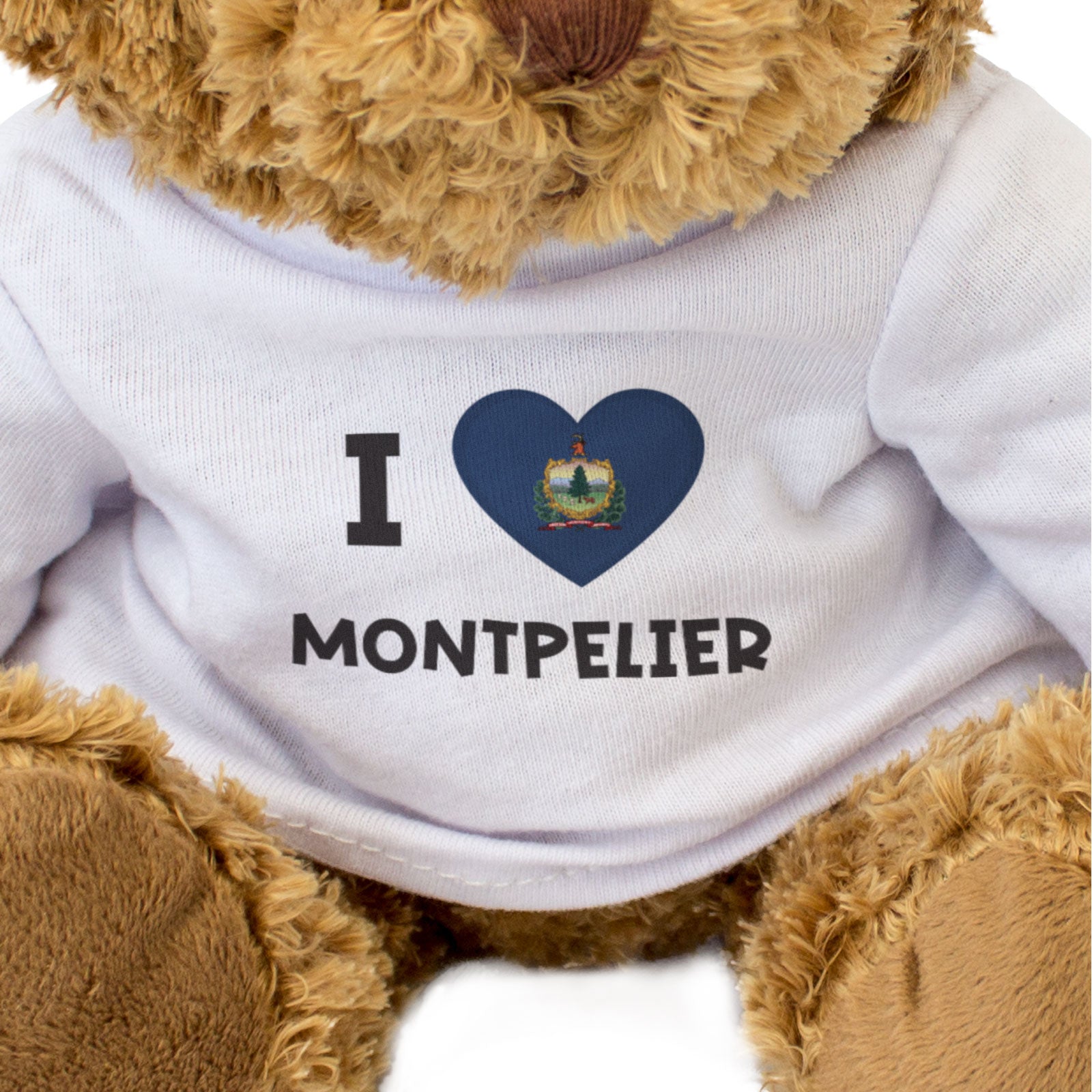 I LOVE MONTPELIER (VERMONT FLAG) - Teddy Bear - Cute Cuddly - Gift Present