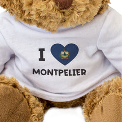 I LOVE MONTPELIER (VERMONT FLAG) - Teddy Bear - Cute Cuddly - Gift Present