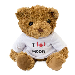 I LOVE MOOSE (CANADIAN FLAG) - Teddy Bear - Cute - Funny Canada Gift Present