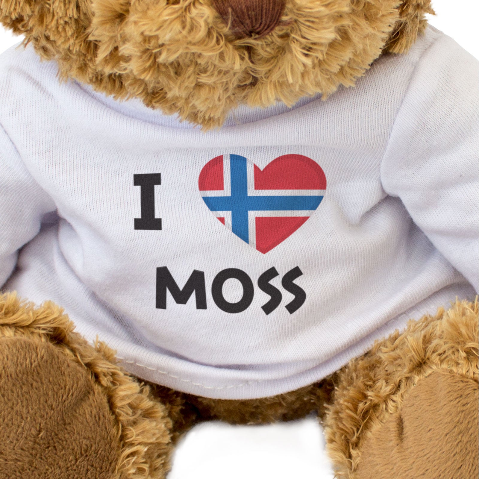 I LOVE MOSS (NORWAY FLAG) - Teddy Bear - Cute Cuddly Soft - Gift Present