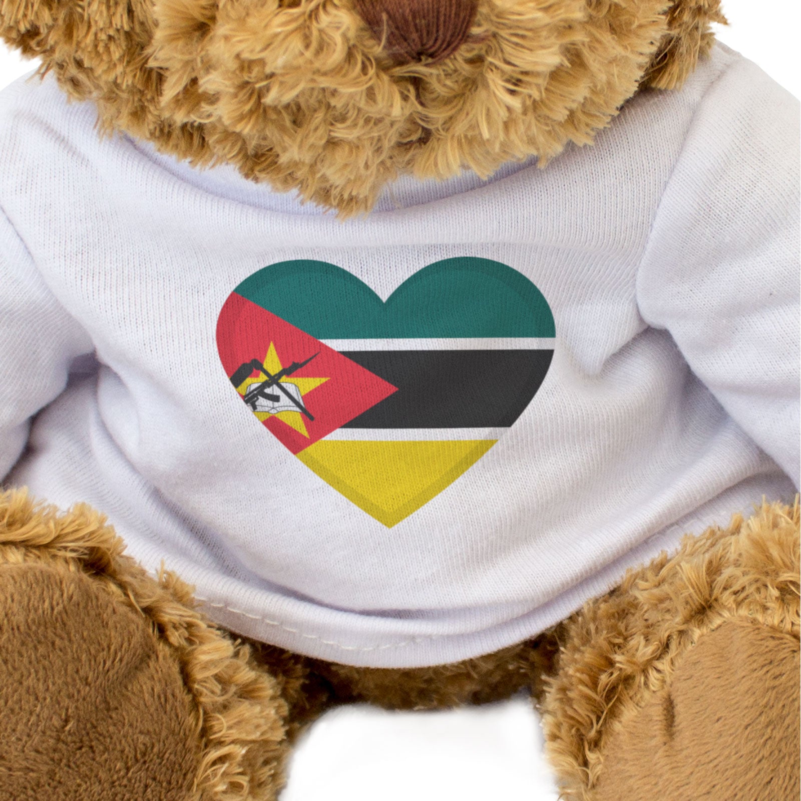 MOZAMBIQUE FLAG HEART - Teddy Bear - Cute Cuddly Soft Adorable - Gift Present