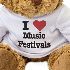 I LOVE MUSIC FESTIVALS - Teddy Bear - Cute Cuddly Soft Adorable - Gift Present