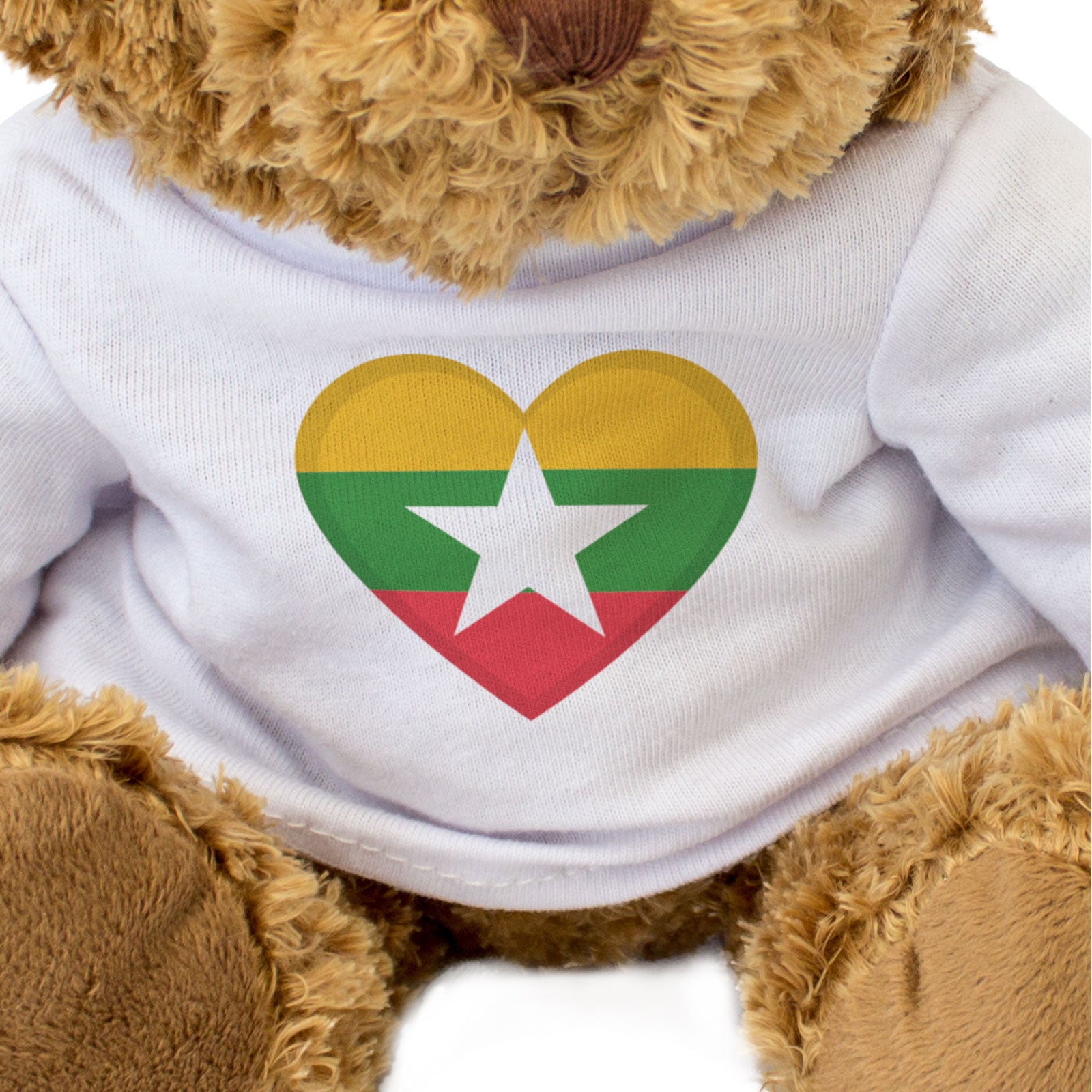 MYANMAR FLAG HEART - Teddy Bear - Cute Cuddly Soft - Burma Gift Present