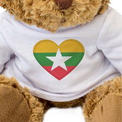 MYANMAR FLAG HEART - Teddy Bear - Cute Cuddly Soft - Burma Gift Present