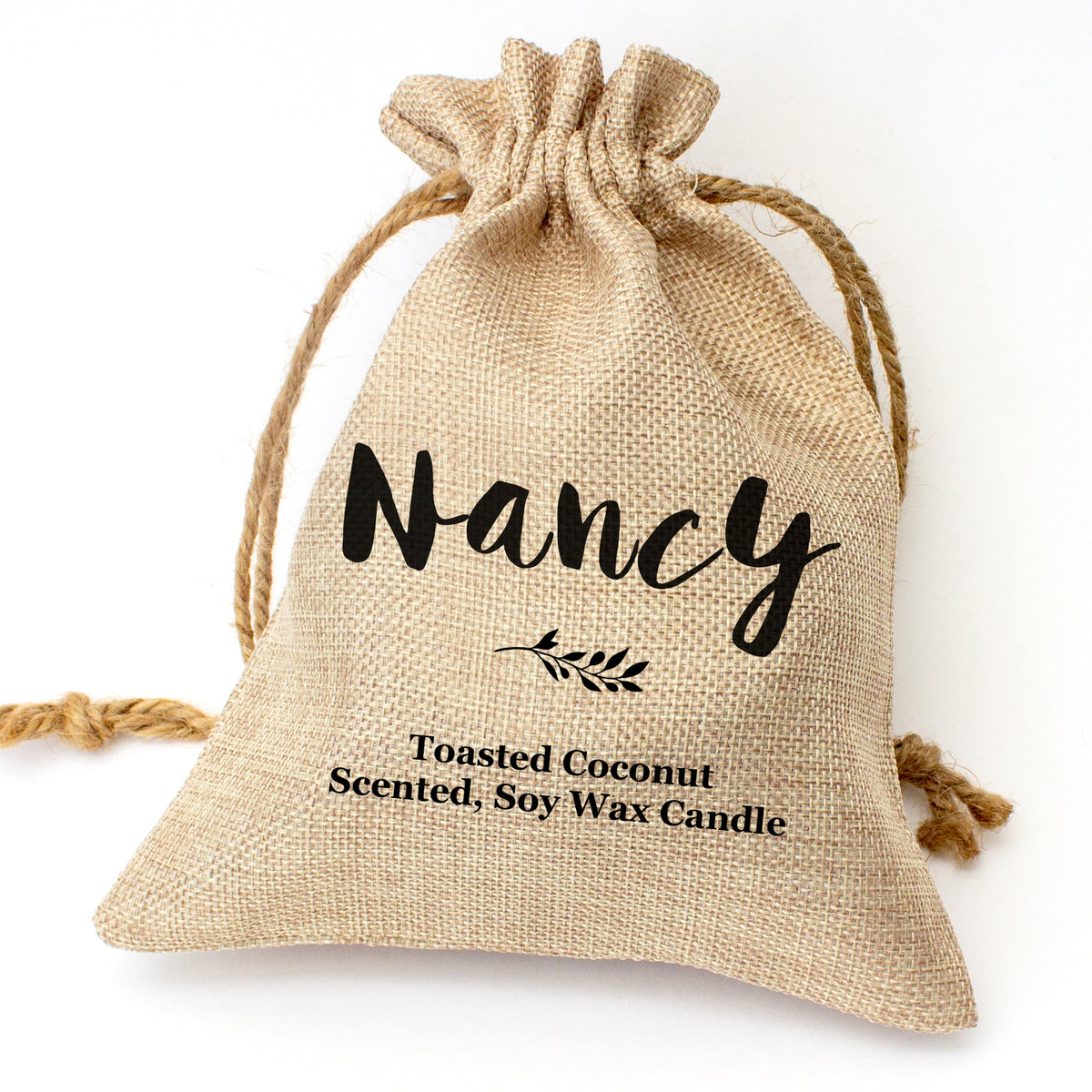 Nancy personalised toasted coconut candle gift set