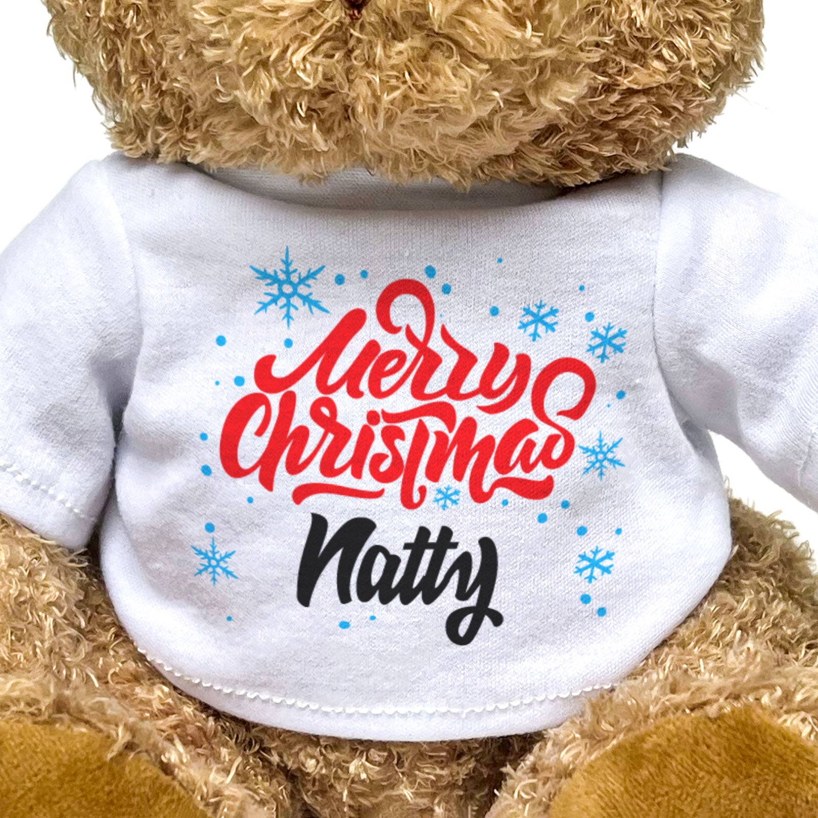 MERRY CHRISTMAS NATTY - Teddy Bear - Cute Cuddly Soft - Xmas Gift Present