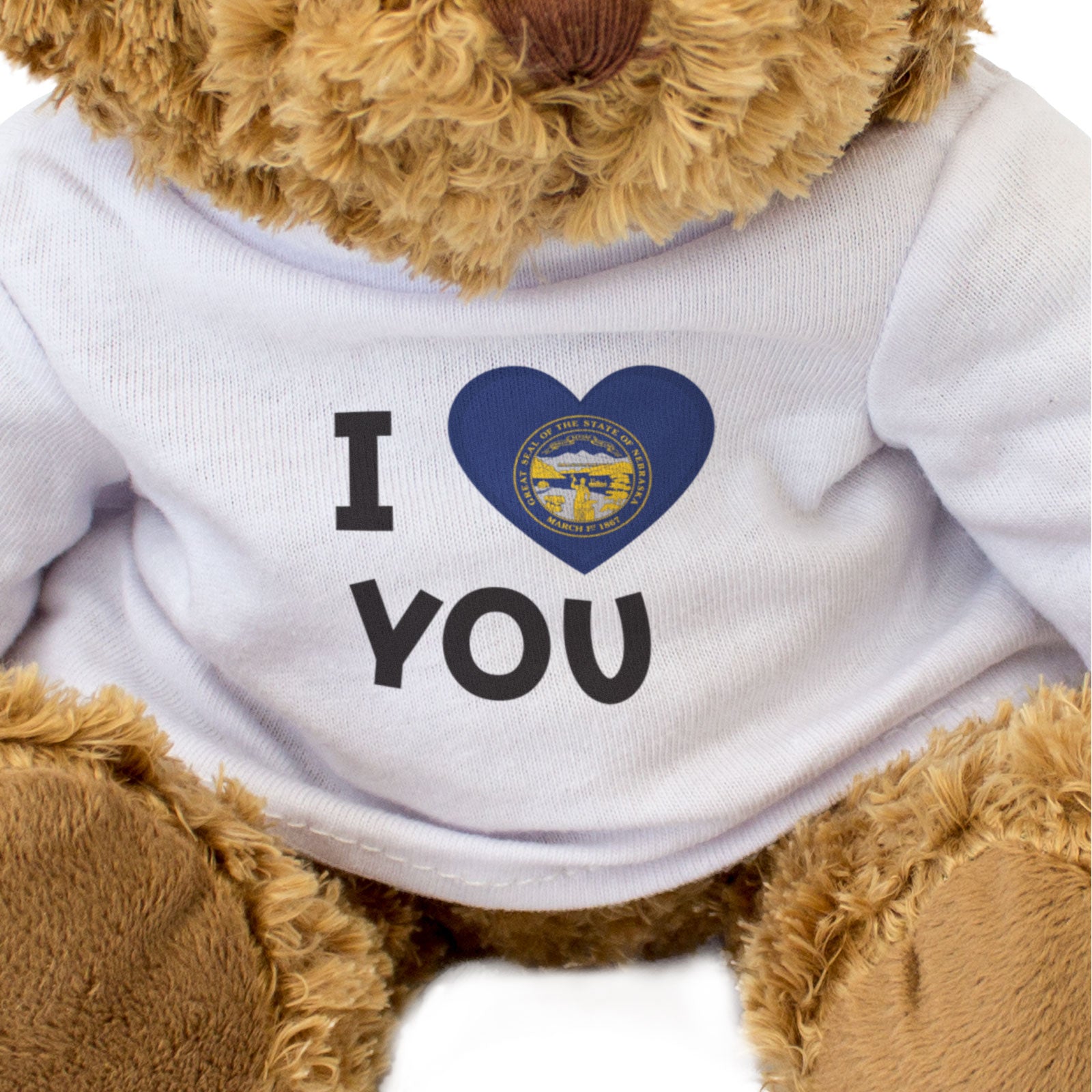 I LOVE YOU (NEBRASKA FLAG) - Teddy Bear - Cute - Romantic Partner Gift Present