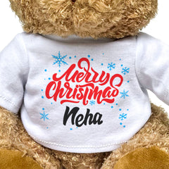MERRY CHRISTMAS NEHA - Teddy Bear - Cute Cuddly Soft - Xmas Gift Present