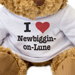 I LOVE NEWBIGGIN-ON-LUNE - Teddy Bear - Cute Cuddly Soft - Cumbria Gift Present