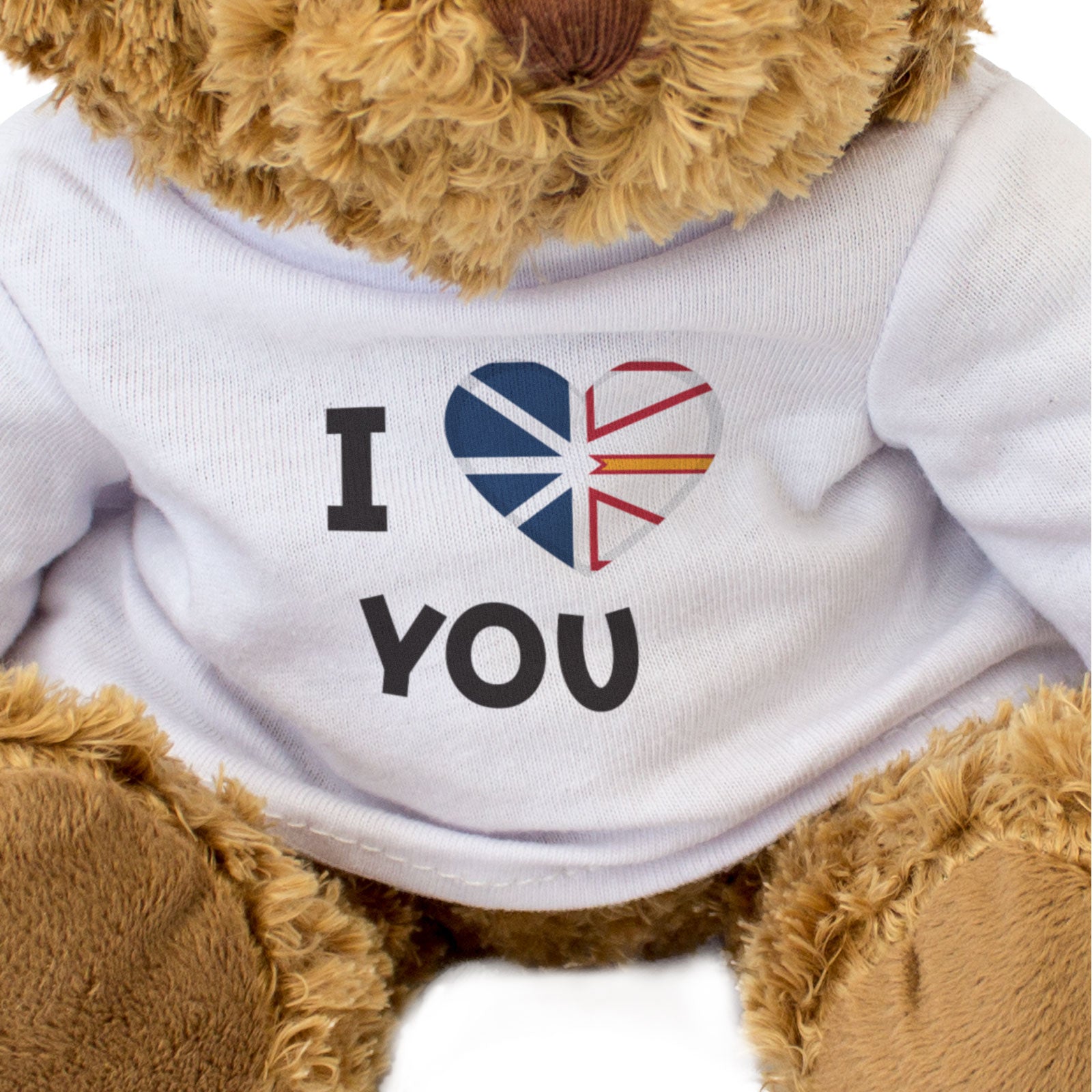 I LOVE YOU (NEWFOUNDLAND FLAG) - Teddy Bear - Romantic Canadian Gift Present