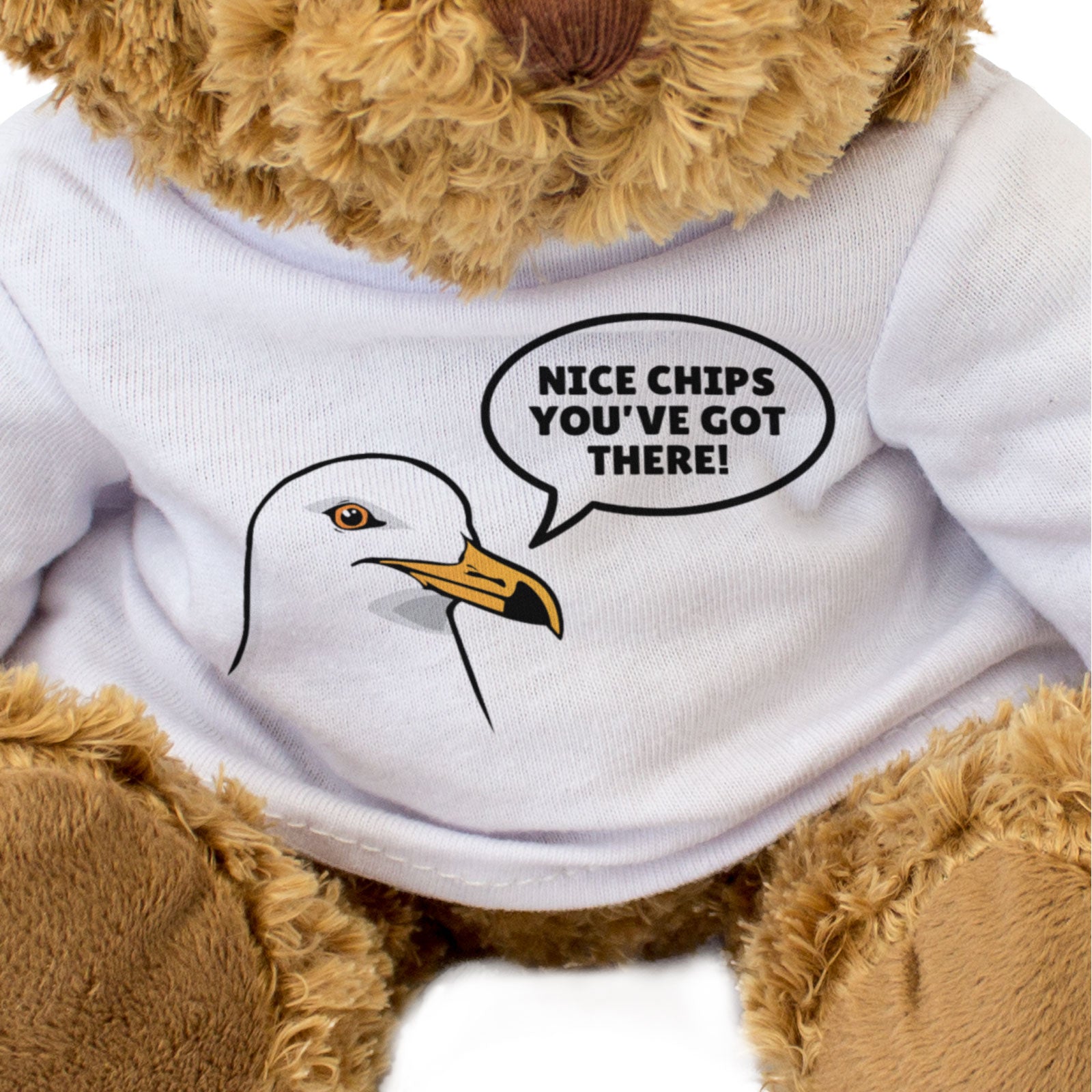 NICE CHIPS YOU'VE GOT THERE (EVIL SEAGULL) - Teddy Bear - Funny Gift Present