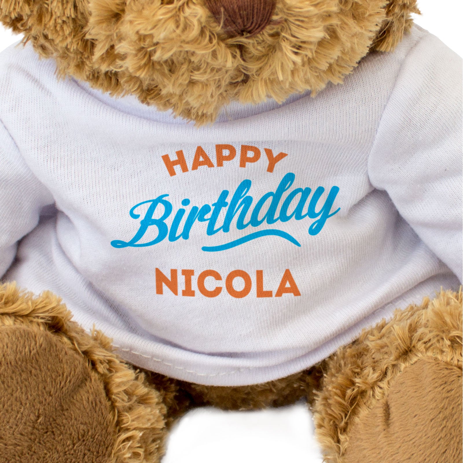 HAPPY BIRTHDAY NICOLA - Teddy Bear - Cute Cuddly Soft - Funny Gift Present