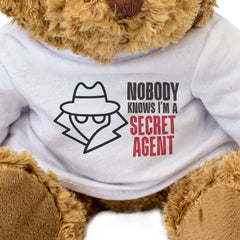 NOBODY KNOWS I'M A SECRET AGENT - Teddy Bear - Cute - Funny Spy Gift Present