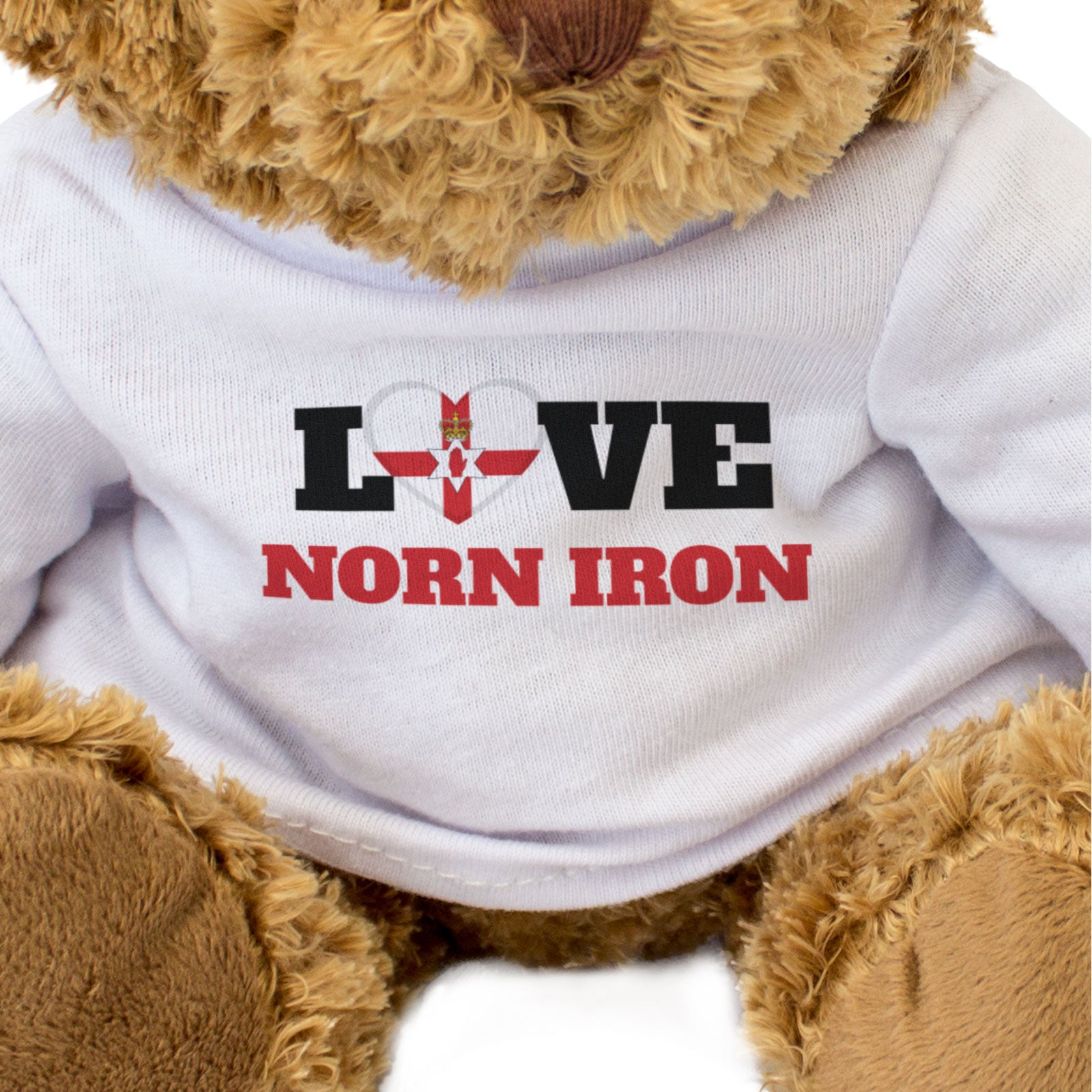 LOVE NORN IRON (FLAG HEART) - Teddy Bear - Funny Northern Ireland Gift Present