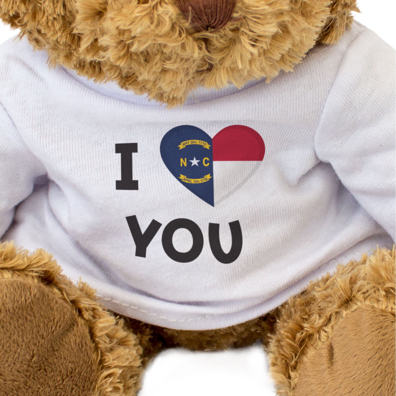 I LOVE YOU (NORTH CAROLINA FLAG) - Teddy Bear - Cute - Romantic Gift Present