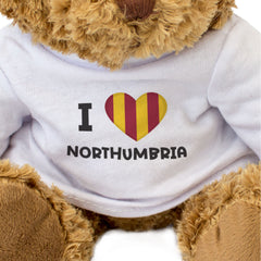 I LOVE NORTHUMBRIA FLAG - Teddy Bear - Cute Cuddly Soft Adorable - Gift Present
