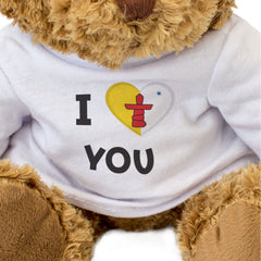 I LOVE YOU (NUNAVUT FLAG) - Teddy Bear - Romantic Canadian Gift Present
