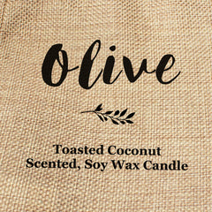 Olive personalised faux-burlap candle gift bag