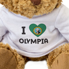 I LOVE OLYMPIA (WASHINGTON STATE FLAG) - Teddy Bear - Cute Cuddly - Gift Present