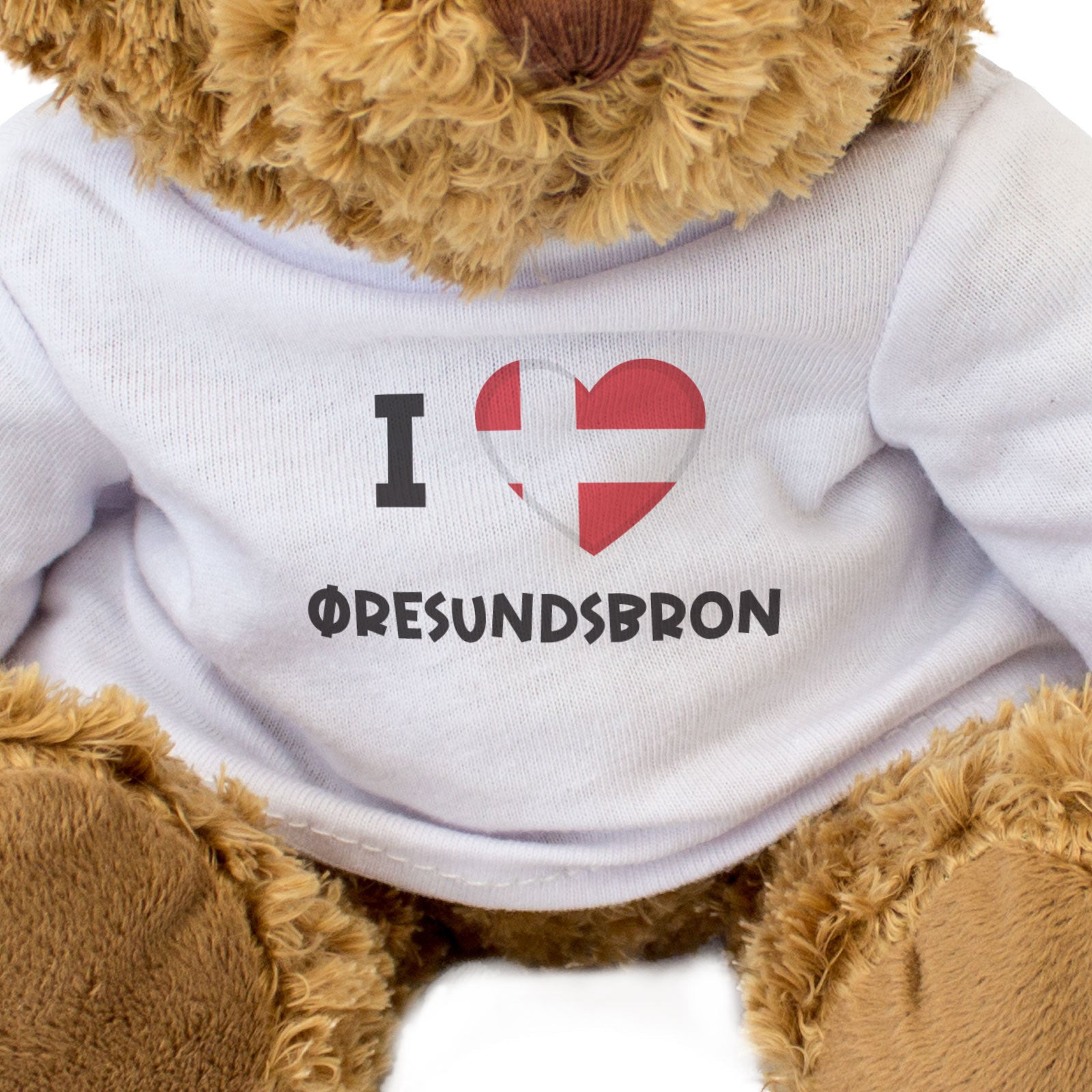 I LOVE ØRESUNDSBRON (DENMARK FLAG) - Teddy Bear - Cute Funny Gift Present