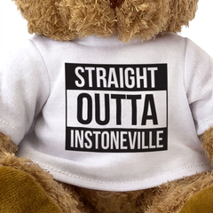 Straight Outta Instoneville teddy bear, shirt design close-up