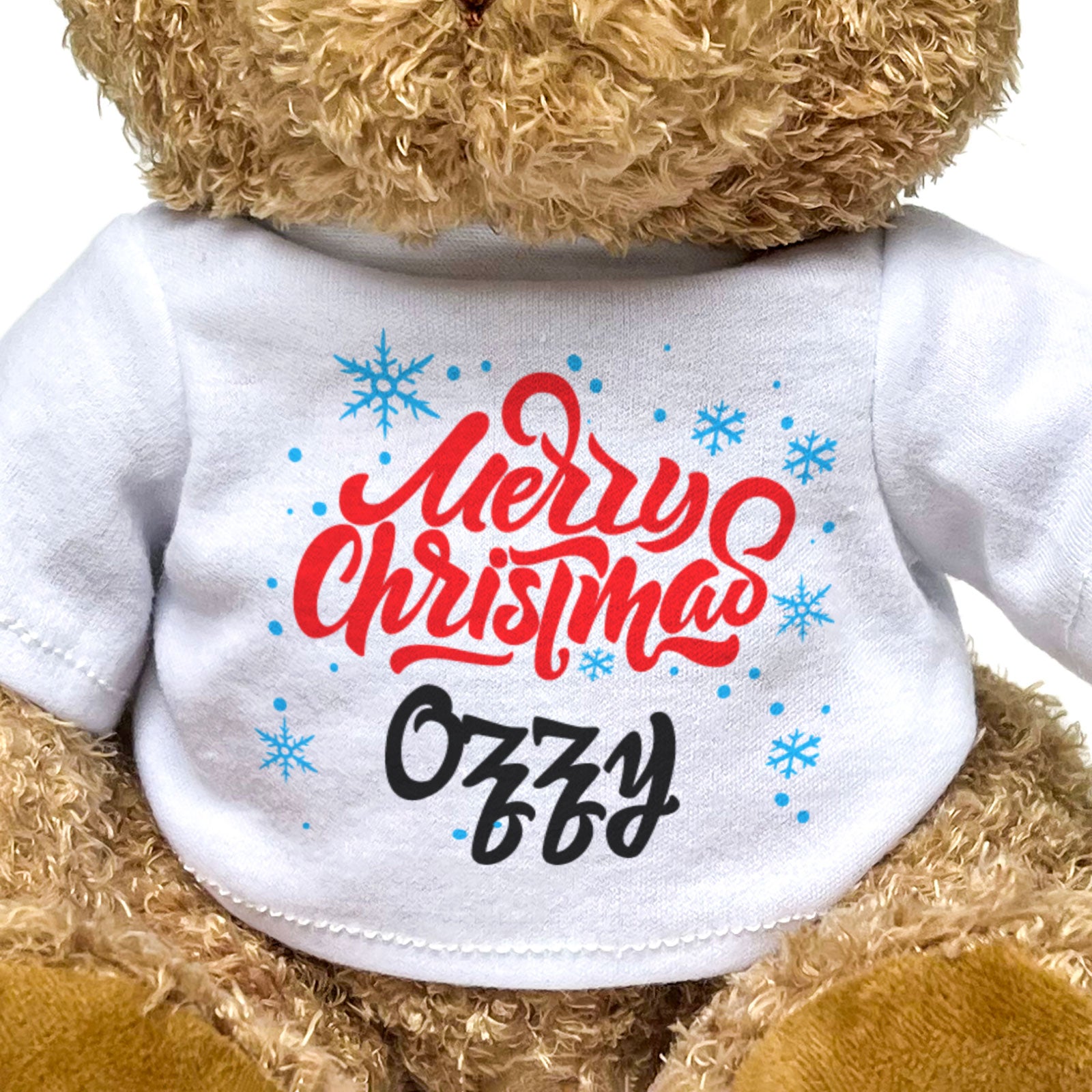 MERRY CHRISTMAS OZZY - Teddy Bear - Cute Cuddly - Funny Xmas Gift Present