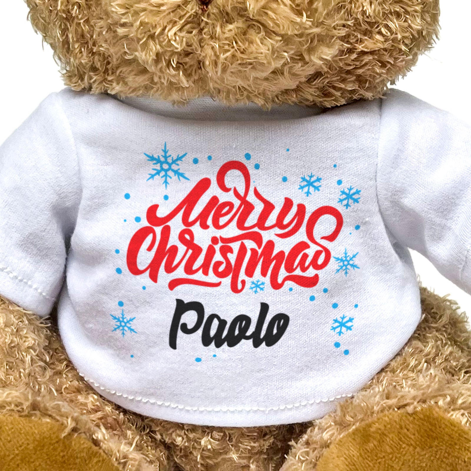 MERRY CHRISTMAS PAOLO - Teddy Bear - Cute Cuddly Soft - Xmas Gift Present