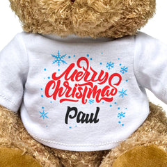 MERRY CHRISTMAS PAUL - Teddy Bear - Cute Cuddly Soft - Xmas Gift Present