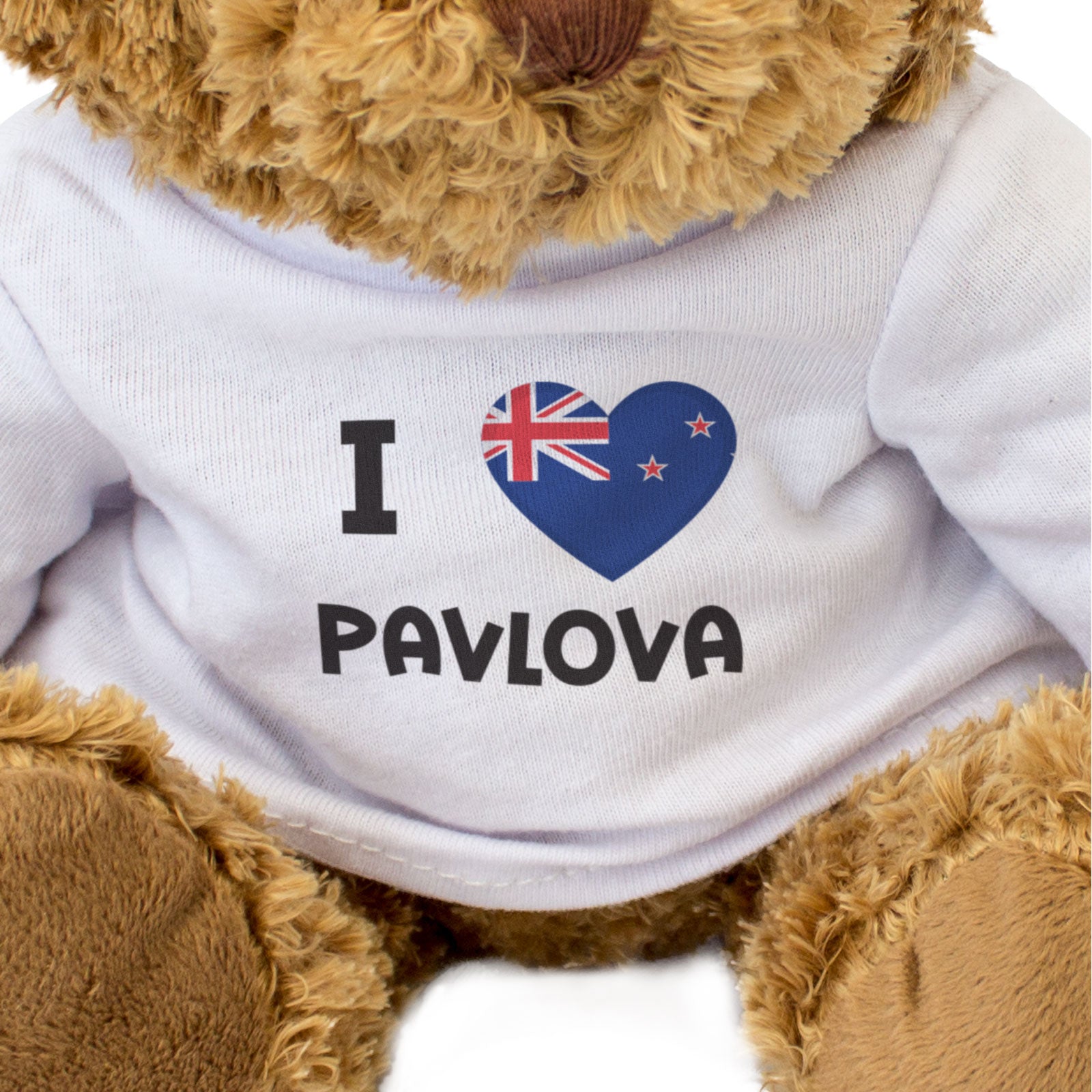 I LOVE PAVLOVA (NEW ZEALAND FLAG) - Teddy Bear - Cute Funny - Gift Present