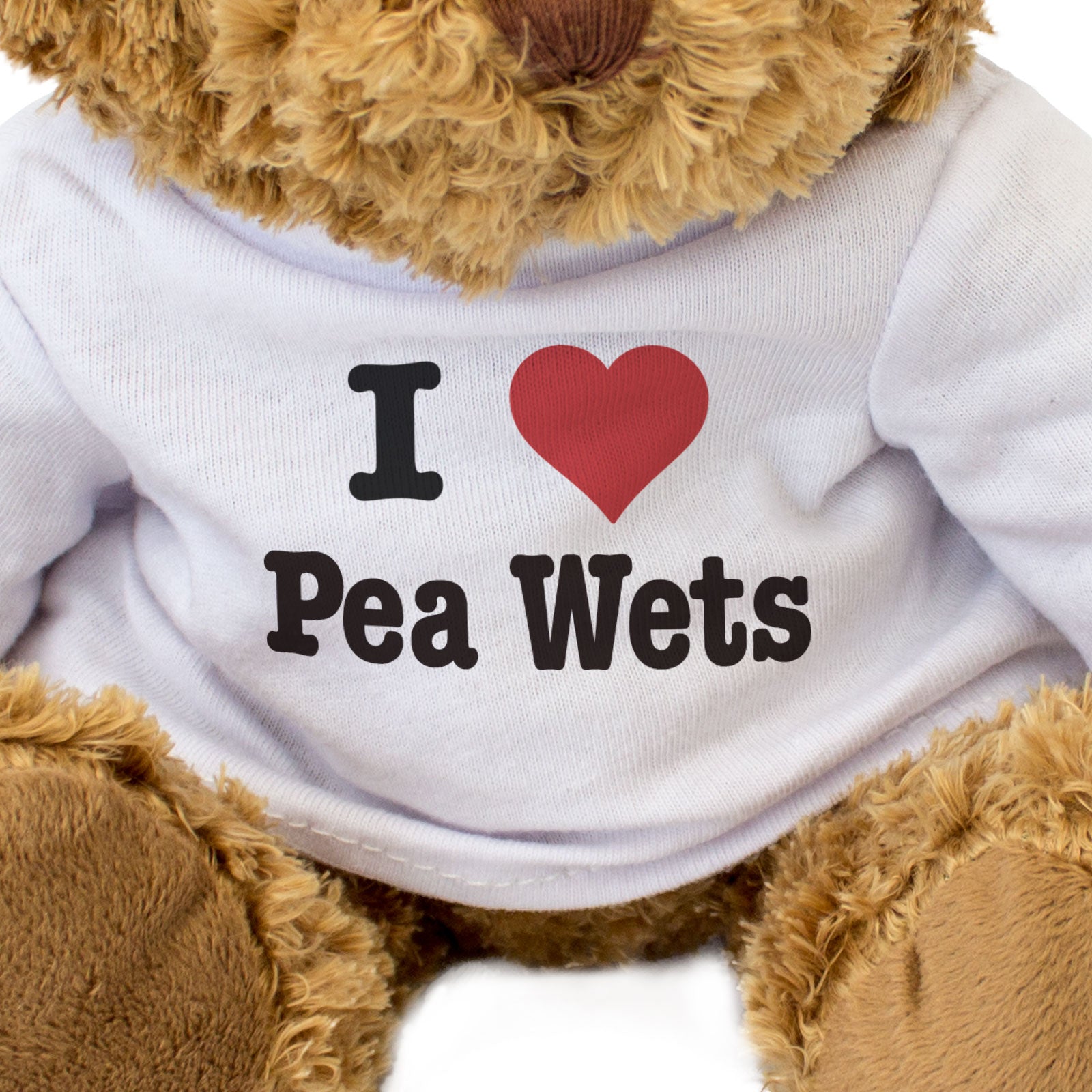 I LOVE PEA WETS - Teddy Bear - Cute Cuddly Soft - Funny Food Gift Present