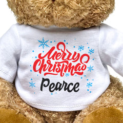 MERRY CHRISTMAS PEARCE - Teddy Bear - Cute Cuddly Soft - Xmas Gift Present