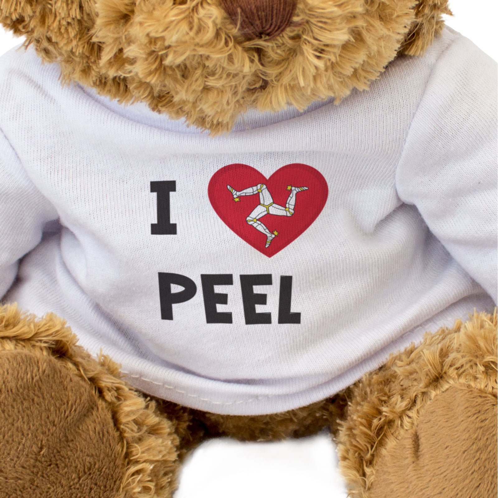 I LOVE PEEL (ISLE OF MAN FLAG) - Teddy Bear - Cute Cuddly - Gift Present