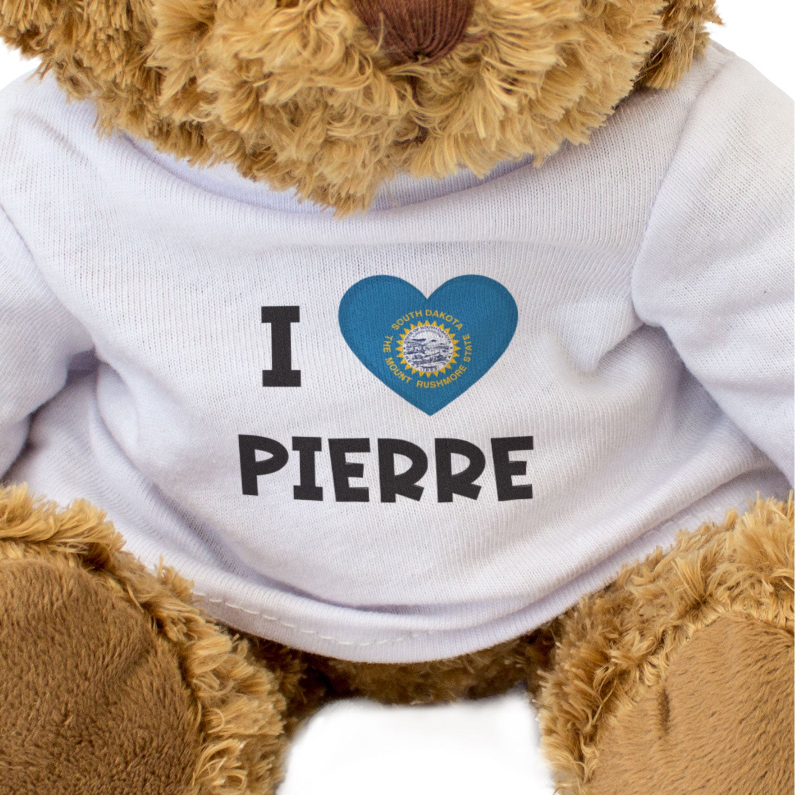 I LOVE PIERRE (SOUTH DAKOTA FLAG) - Teddy Bear - Cute Cuddly - Gift Present