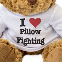 I LOVE PILLOW FIGHTING - Teddy Bear - Cute Cuddly Soft - Gift Present