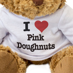 I LOVE PINK DOUGHNUTS - Teddy Bear - Cute Cuddly Soft - Funny Gift Present