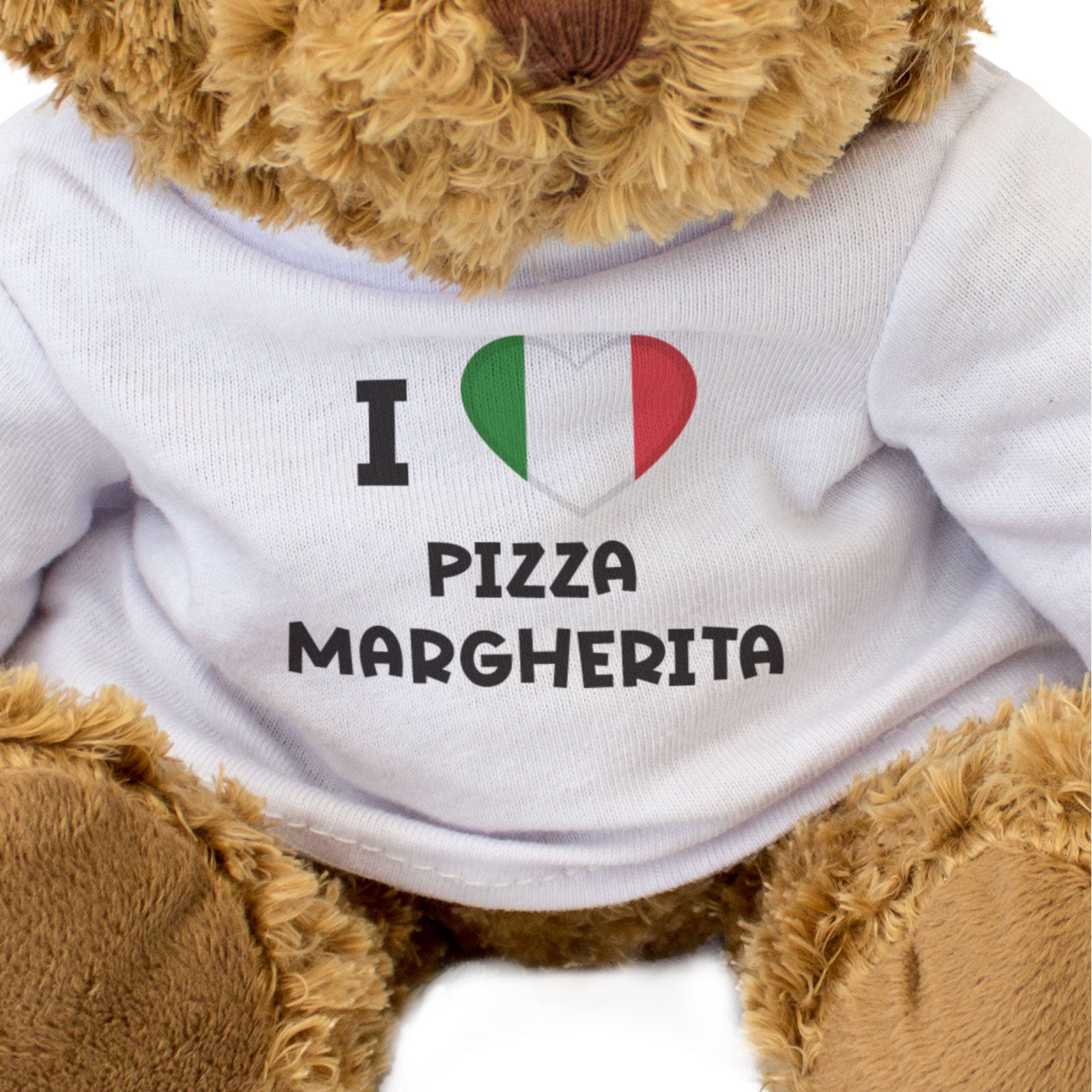 I LOVE PIZZA MARGHERITA (ITALY FLAG) - Teddy Bear - Cute - Funny Gift Present