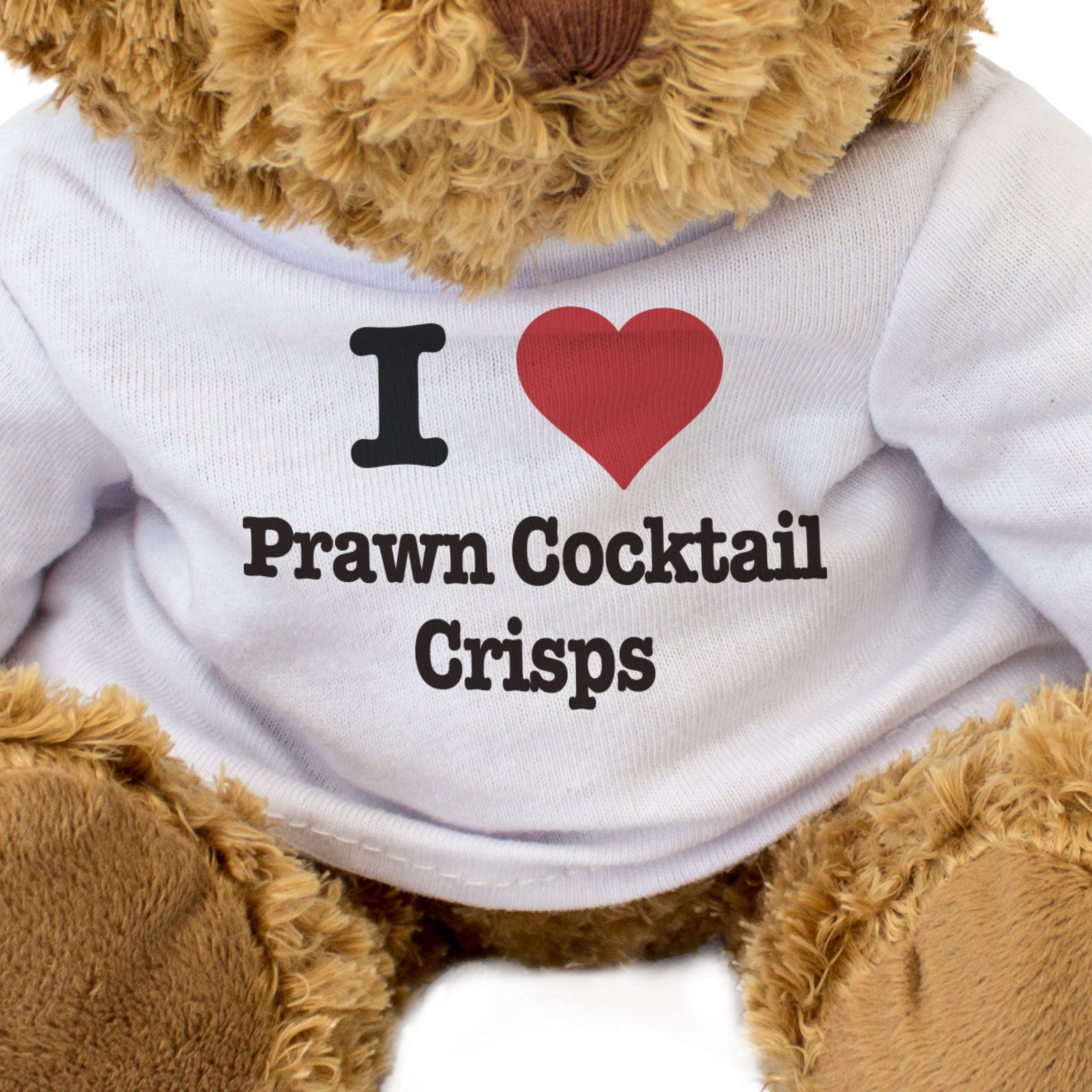 I LOVE PRAWN COCKTAIL CRISPS - Teddy Bear - Cute Soft - Funny Gift Present