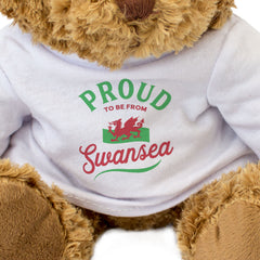 PROUD TO BE FROM SWANSEA (WALES FLAG) - Teddy Bear - Cute - Welsh Gift Present