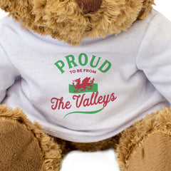 PROUD TO BE FROM THE VALLEYS (WALES FLAG) - Teddy Bear - Cute - Gift Present