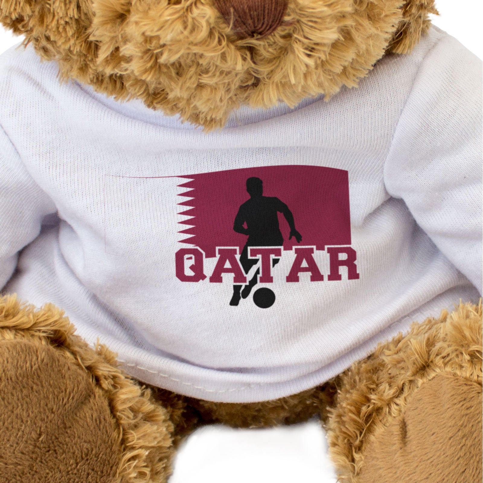 QATAR FLAG (FOOTBALL) - Teddy Bear - Cute - Qatari Soccer Fan Gift Present