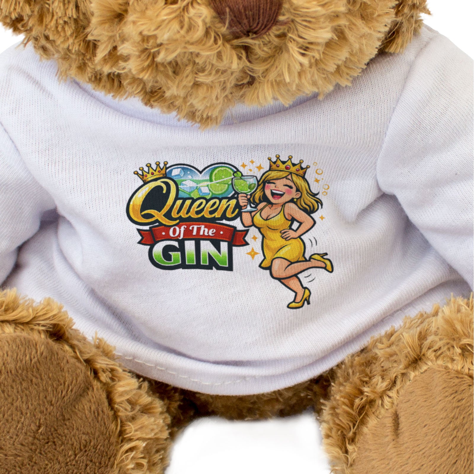 QUEEN OF THE GIN - Teddy Bear - Cute Cuddly Soft Adorable - Funny Gift Present