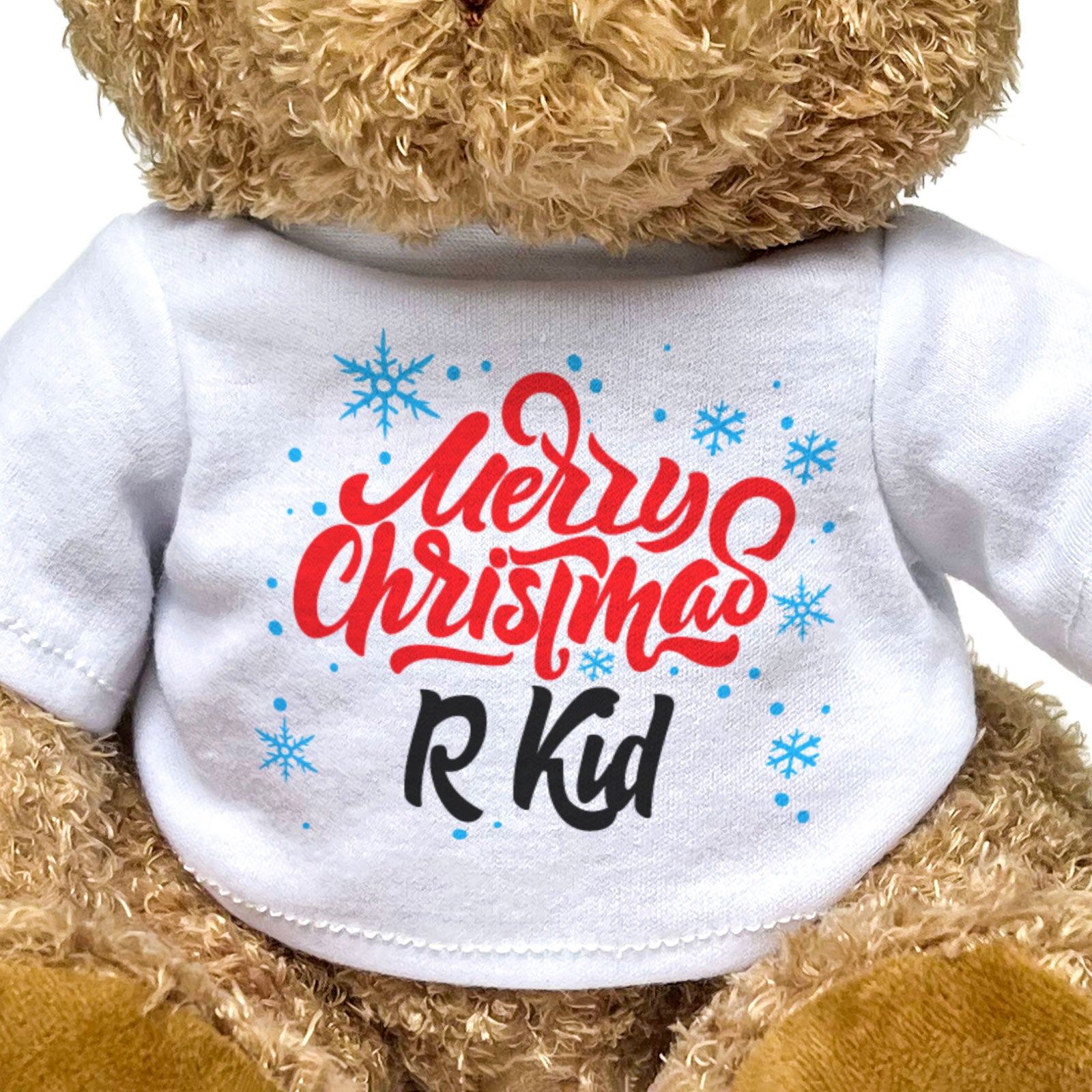 MERRY CHRISTMAS R KID - Teddy Bear - Cute Cuddly - Mancunian Xmas Gift Present